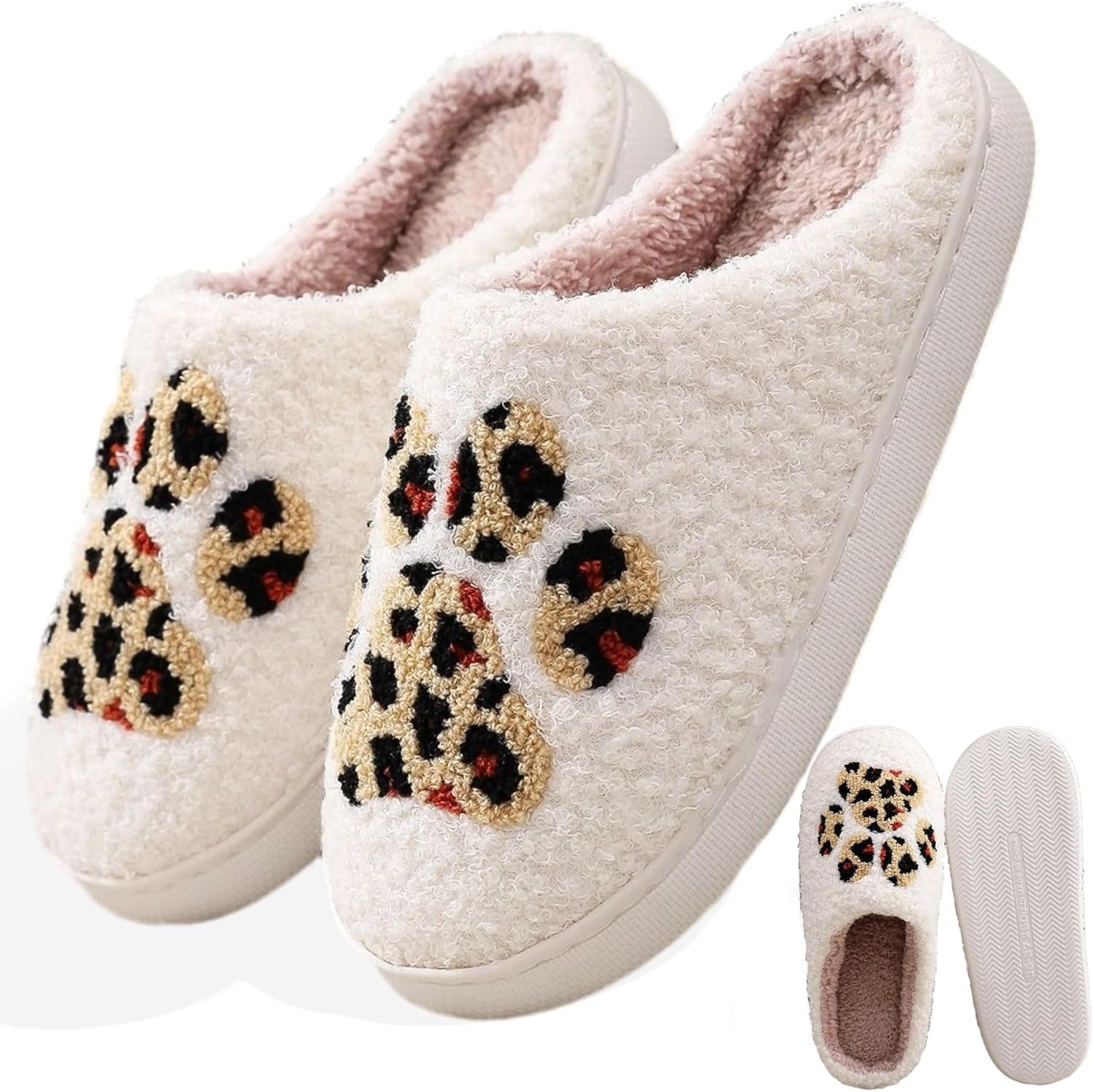 

Зимние уютные теплые домашние тапочки с леопардовым принтом в виде лапы, для женщин и мужчин, мягкие плюшевые флисовые домашние туфли с подошвой из пены с памятью и нескользящей подошвой, подарок Iwhgrmp, Leopard Pattern Cat Claw