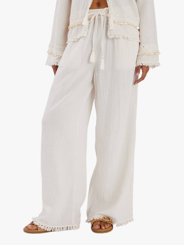 

Брюки с широкими штанинами и зеркальными аппликациями Accessorize, Ivory