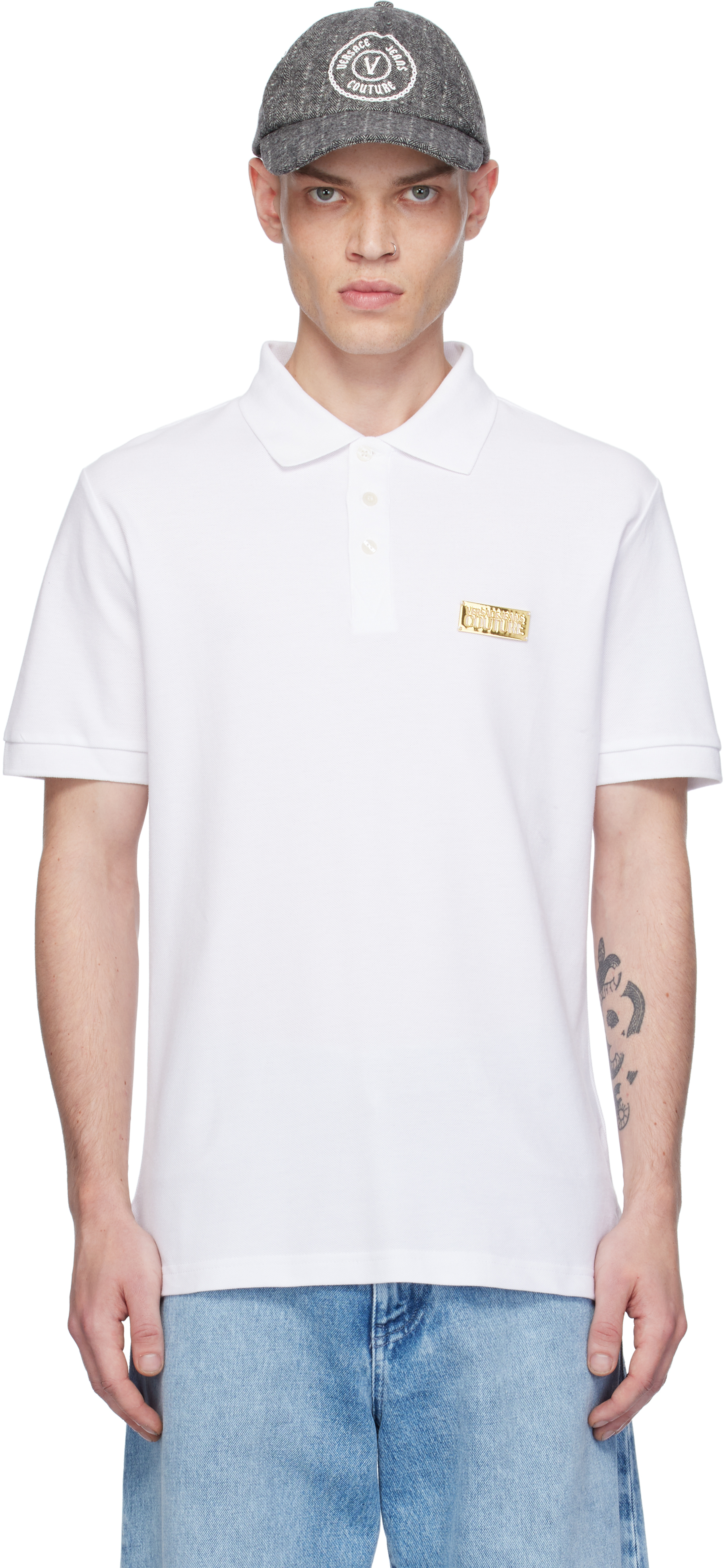 

Поло Slim-Fit с логотипом Versace Jeans Couture, белый