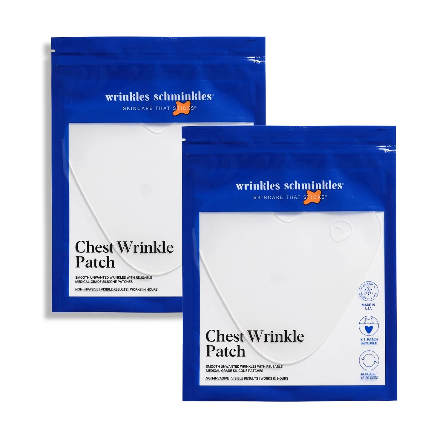 Wrinkles Schminkles патчи от морщин и растяжек для груди, декольте и тела, многоразовые гипоаллергенные силиконовые подушечки для профилактики и уменьшения морщин и растяжек, 2 шт упаковка 2 шт.