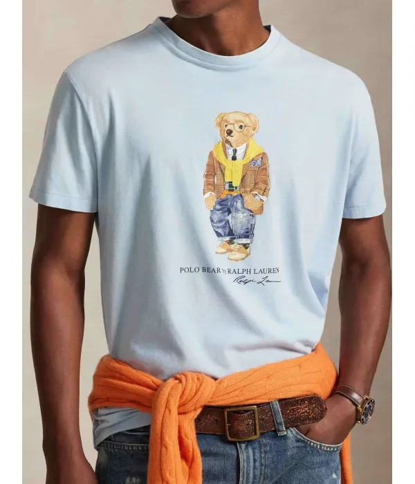 Футболка custom slim fit Polo Ralph Lauren, небесно-голубой — фото 4