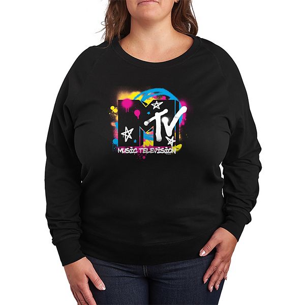 

Футболка с длинным рукавом MTV Spray Paint Logo French Terry Plus Size Licensed Character, Black