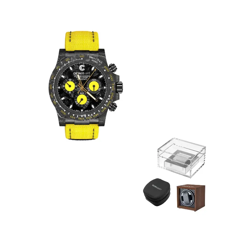 

CRONUSART Klos Daytona Автоматический механический механизм Часы на холщовом ремешке Мужские часы Белый циферблат