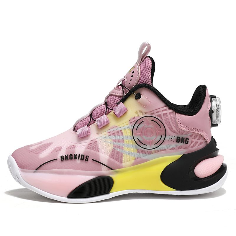 

Нескользящие амортизирующие износостойкие баскетбольные кроссовки с отскоком для детей подростков BKG, Taro Powder (Dual Network)