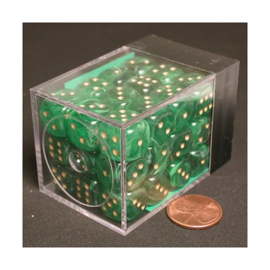 

d6 12мм Зеленый с золотом (36), Dice - Vortex - d6 (Chessex)