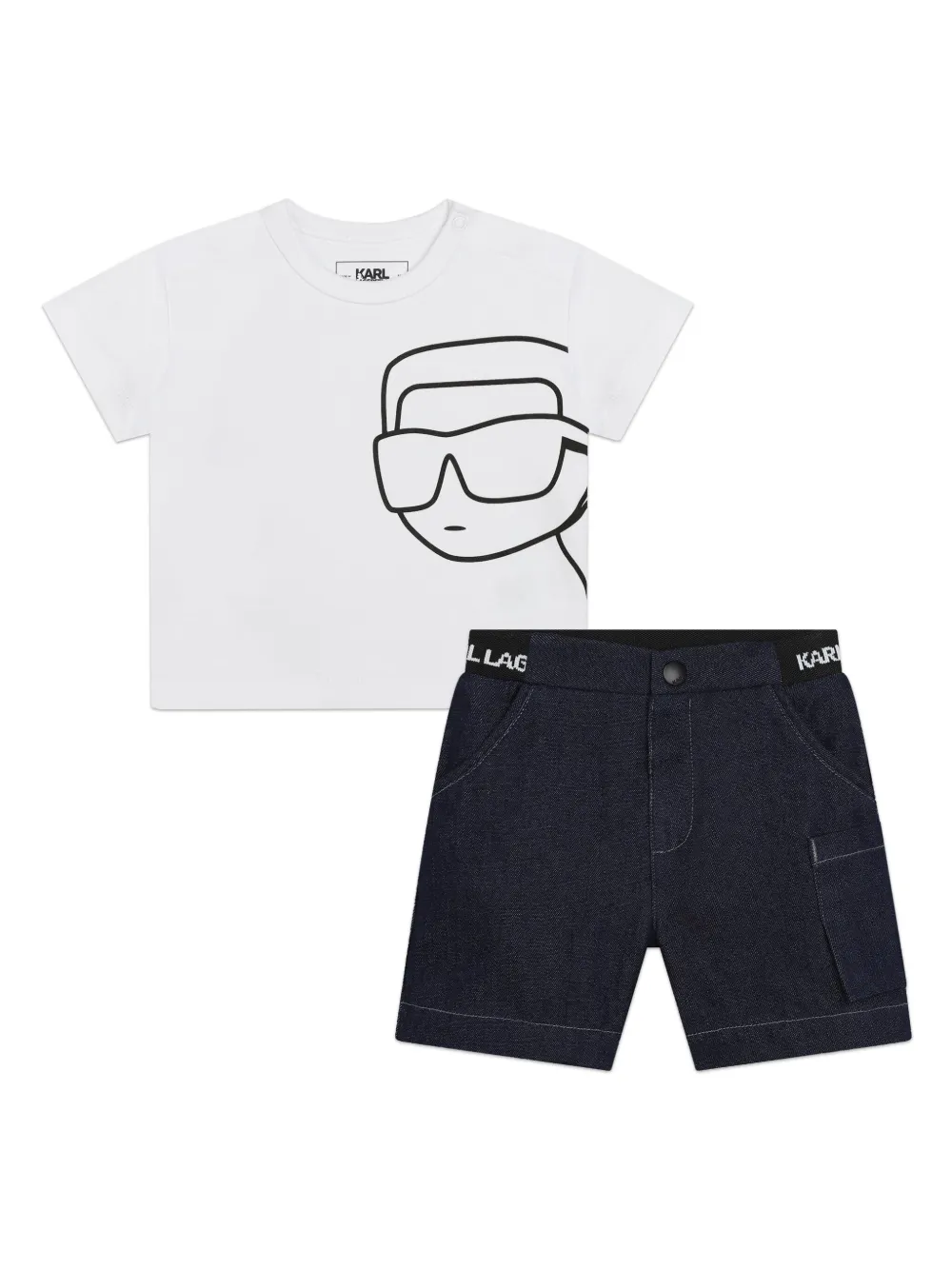 

Шорты из органического хлопка с логотипом на поясе KARL LAGERFELD KIDS, белый