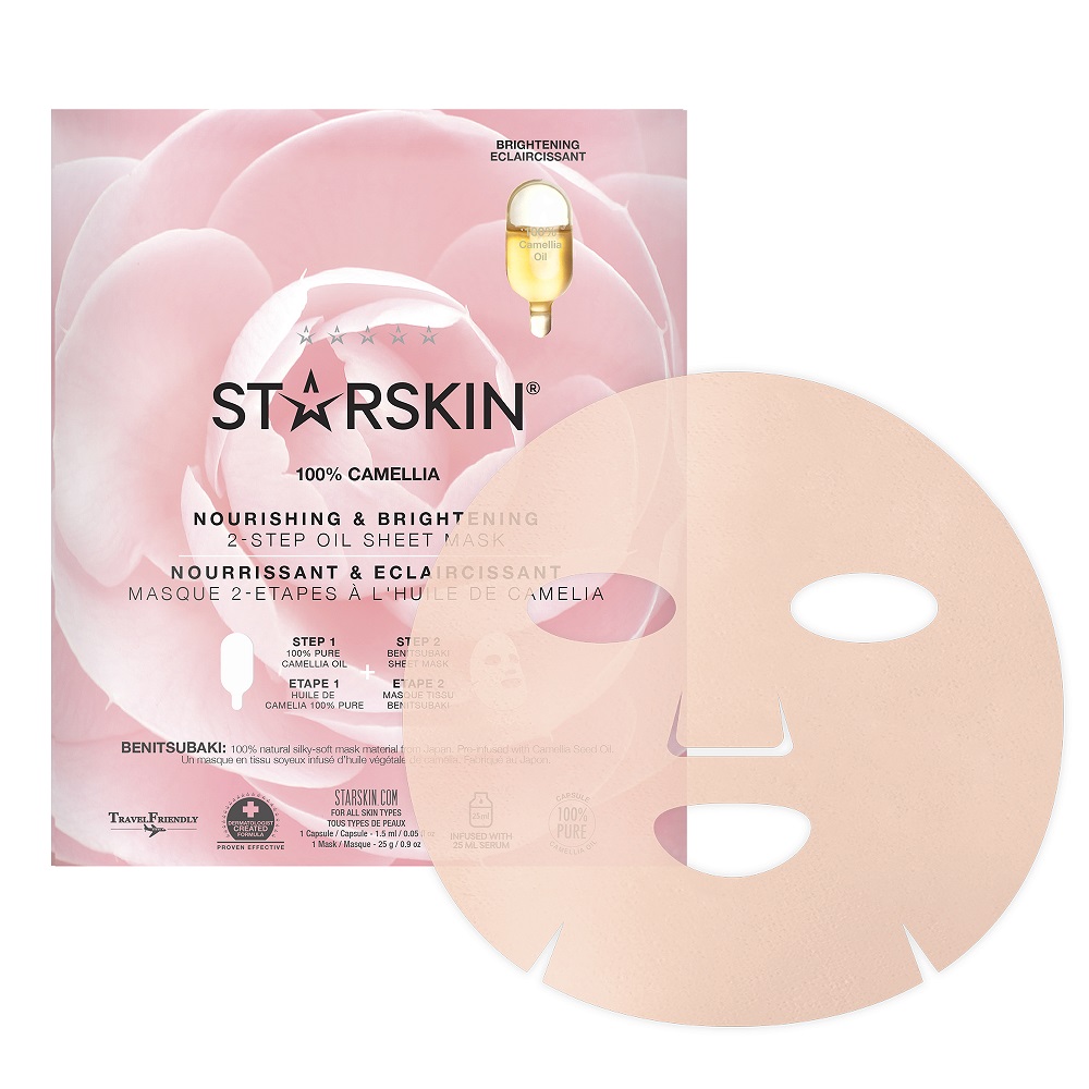 

Питательная и осветляющая маска для лица 100% camellia nourishing & brightening 2-step oil sheet mask Starskin, количество 1 шт.