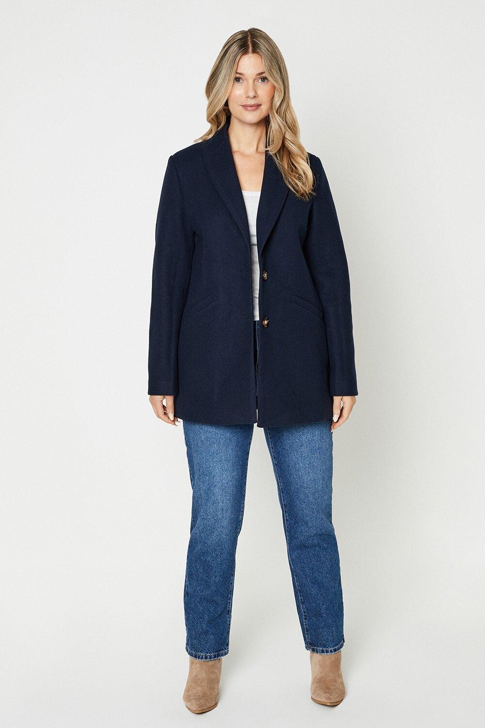 

Однобортное пальто Dorothy Perkins, темно-синий