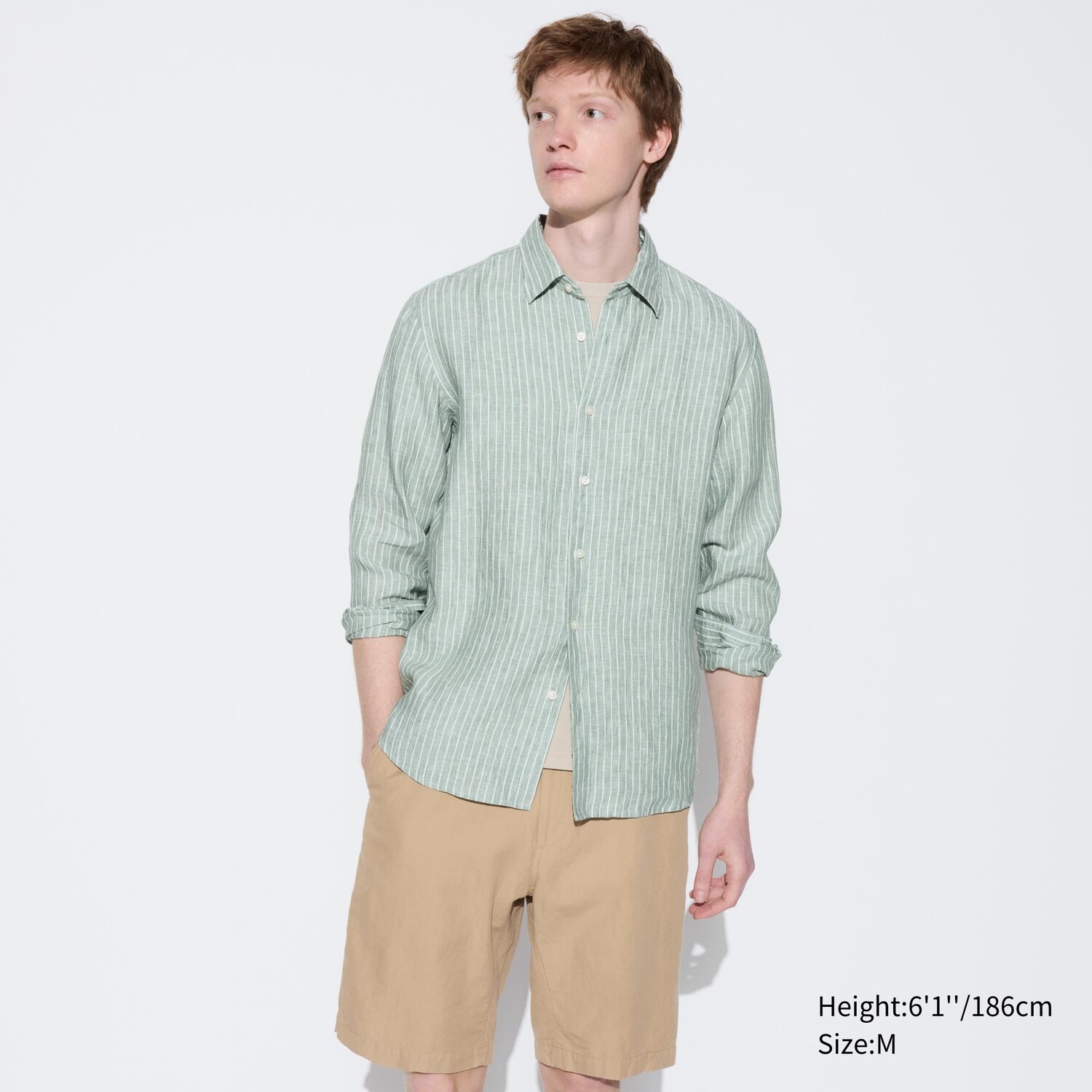 

Рубашка в полоску из 100% льна премиум-класса UNIQLO, зеленый
