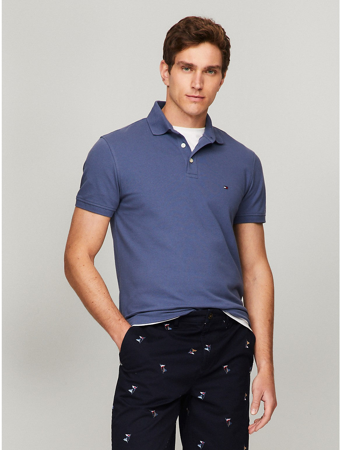 

Мужская рубашка Tommy Hilfiger Stretch Regular Fit Tommy Polo, цвет bank blue