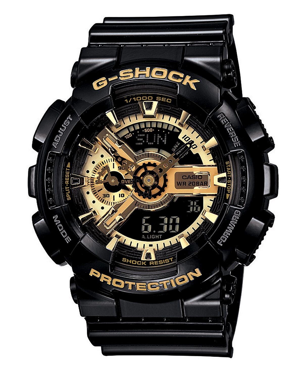 

Мужские аналоговые цифровые часы с черным полимерным ремешком G-Shock