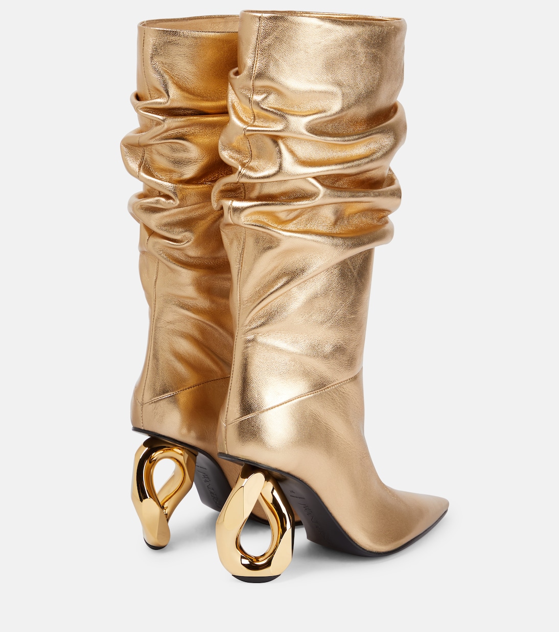 Сапоги из цепной кожи до колена JW Anderson, золотой — фото 3