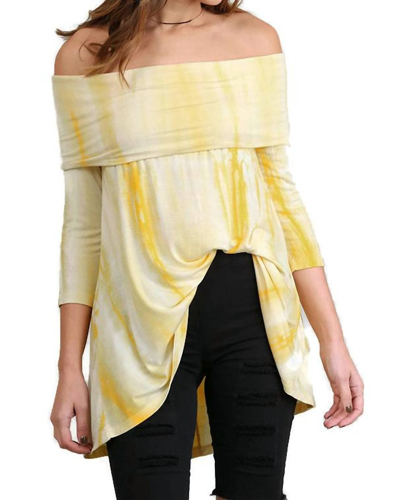 

Туника Tie Dye с открытыми плечами, цвет лимон umgee, цвет lemon