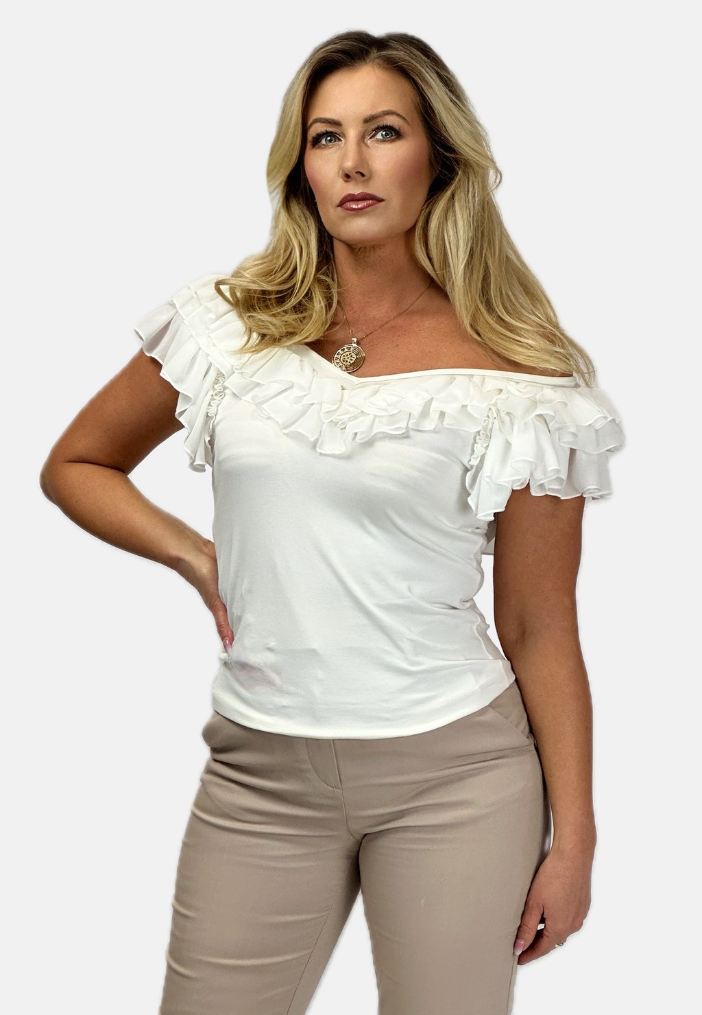 

Блуза FRILLED NECK REGINA FASHION, белый