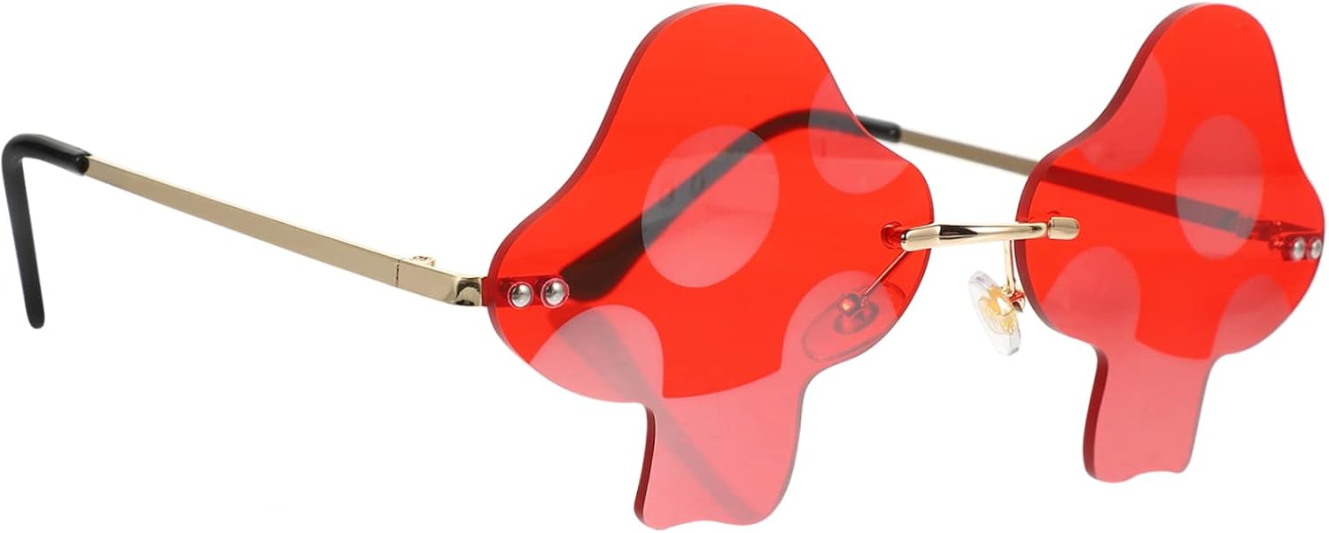 

GALPADA 1 шт. Декоративные солнцезащитные очки в форме гриба для вечеринок. Уникальный нестандартный дизайн. Подходят для мужчин и женщин. Легкая оправа. Идеально для фестивалей и пляжных мероприятий, Red