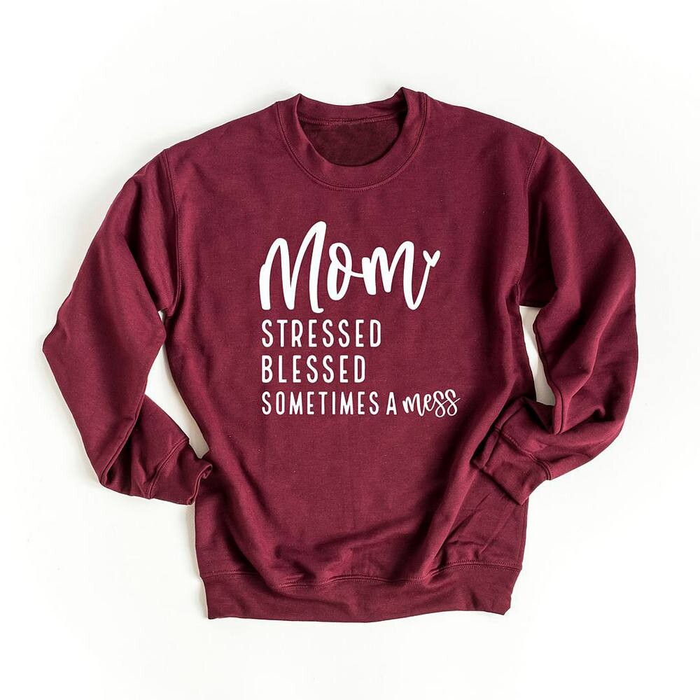

Толстовка Mom Stressed Blessed Simply Sage Market, цвет Maroon