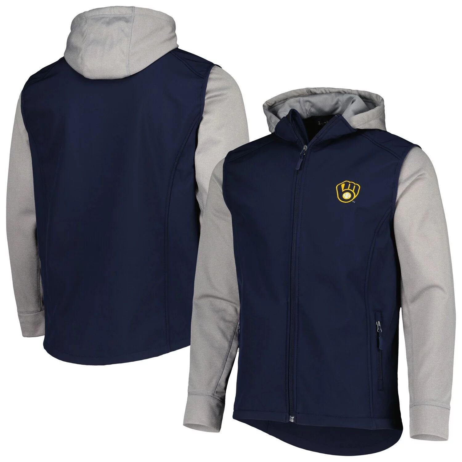 

Мужская куртка Dunbrooke Navy/Heather Grey Milwaukee Brewers Alpha с молнией во всю длину