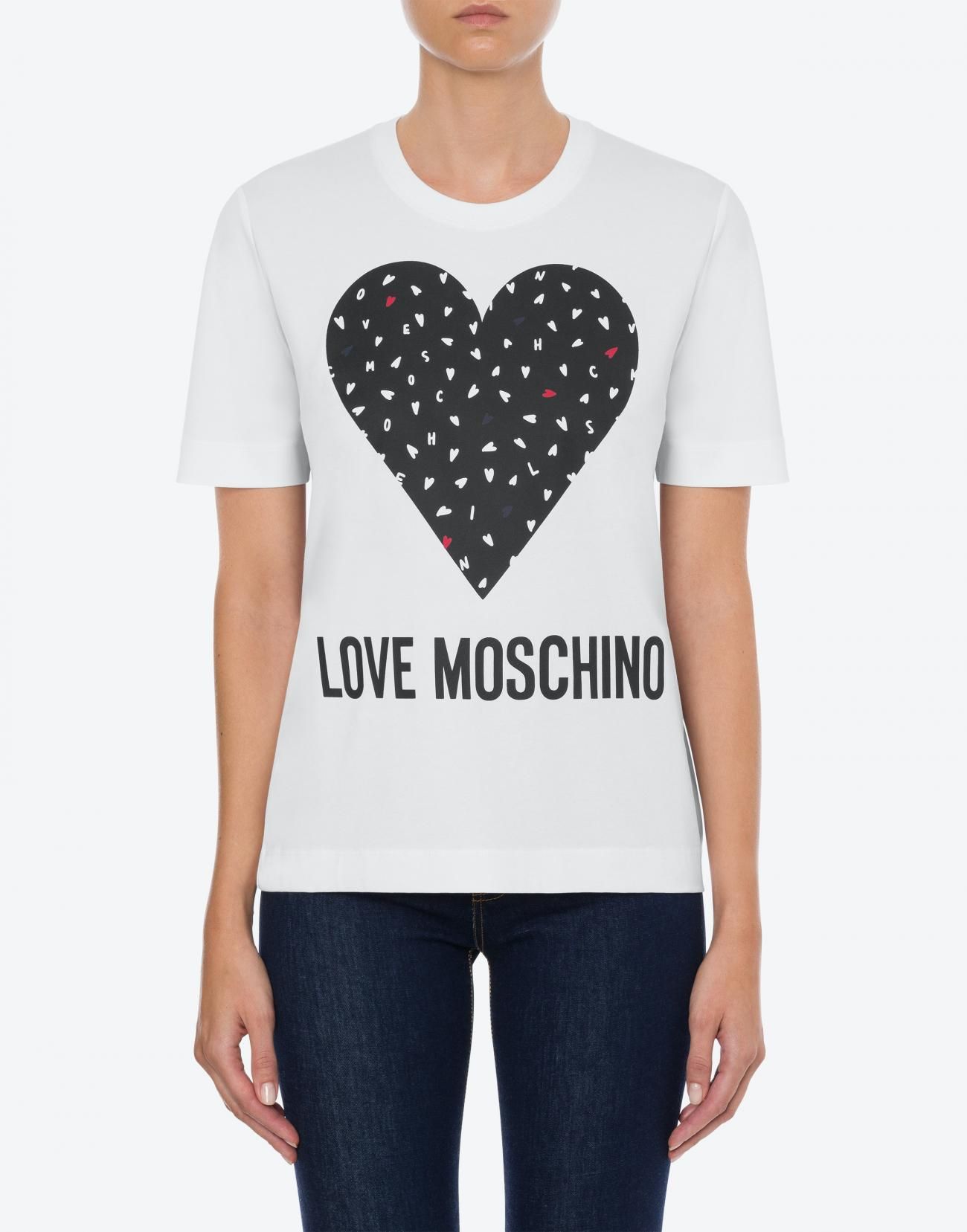 

Белая хлопковая женская футболка LOVE MOSCHINO