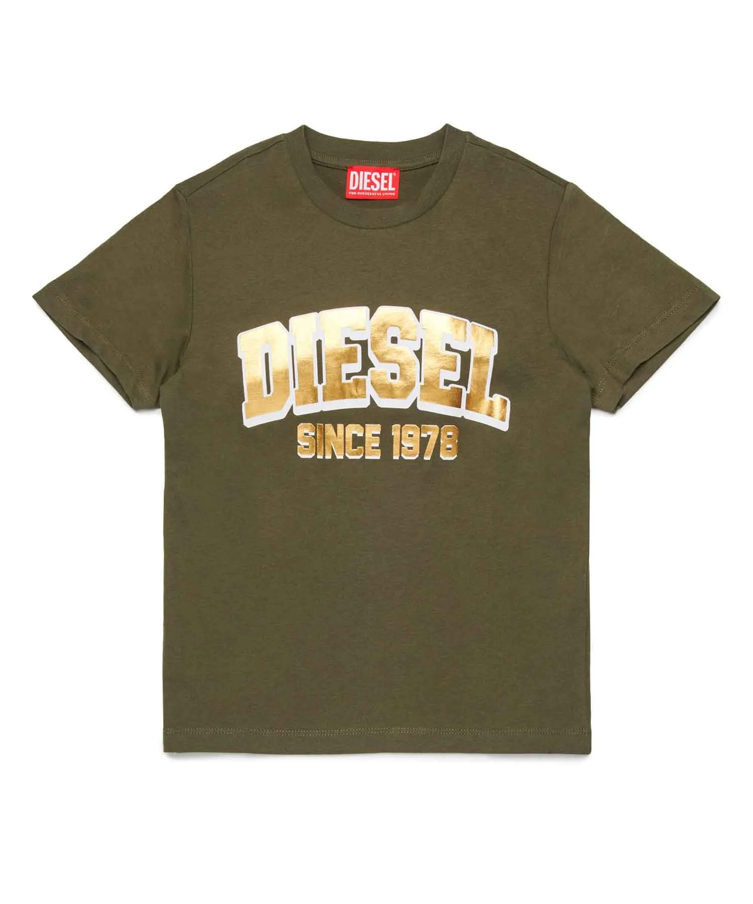 Унисекс футболка с логотипом DIESEL KIDS хаки