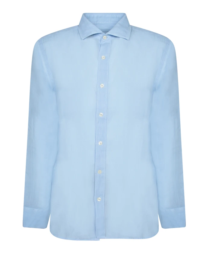 

Приталенная бирюзовая льняная рубашка 120% Lino, синий