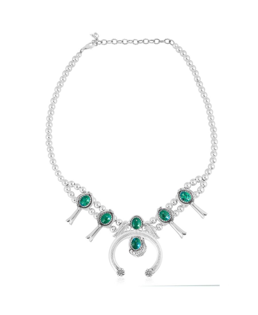 

Колье из стерлингового серебра с изображением цветка хризоколлы, длина от 17 до 20 дюймов American West Jewelry, No Color