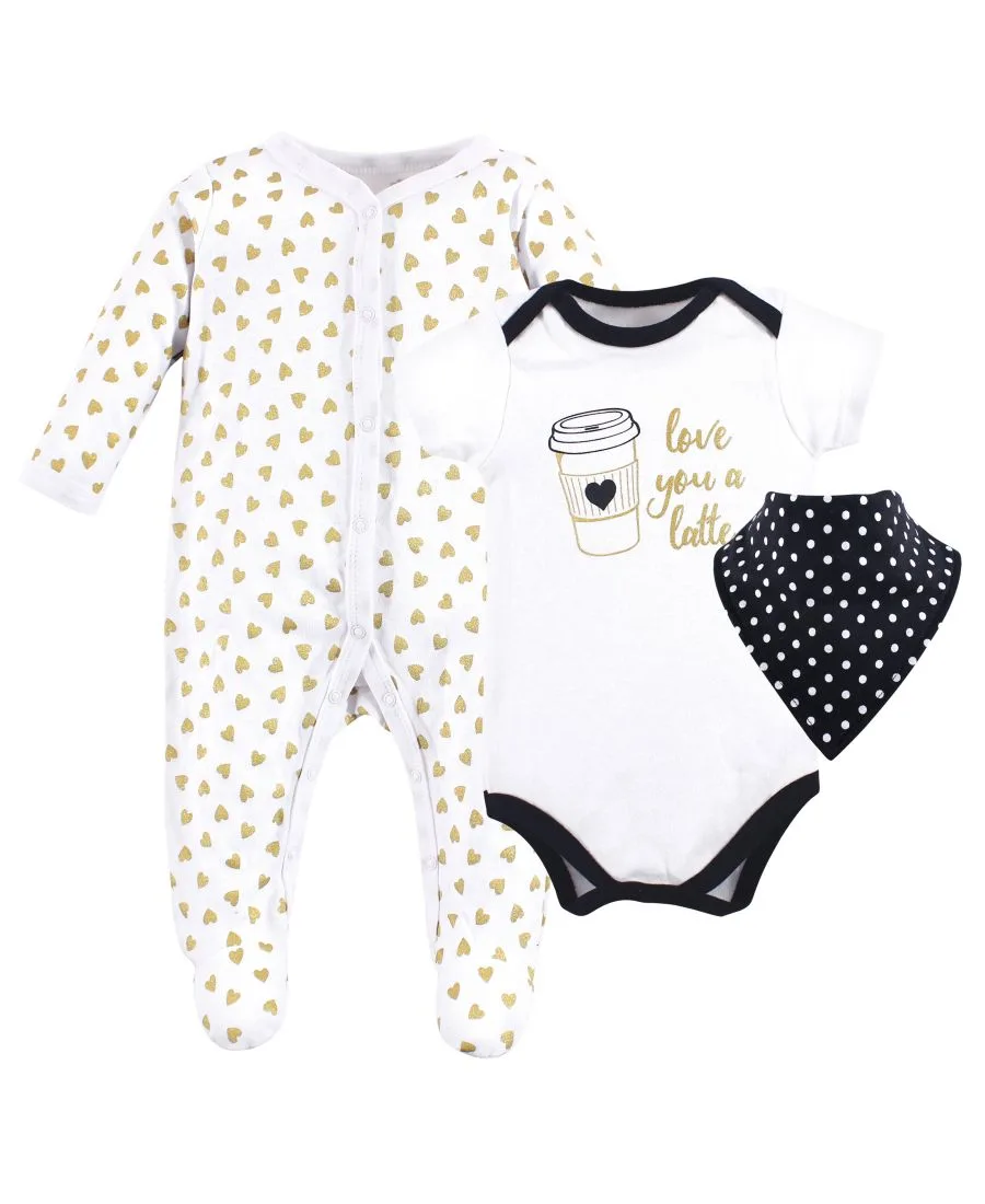 Хлопковый комплект для сна и игр: боди и нагрудник-бандана Hudson Baby, белый