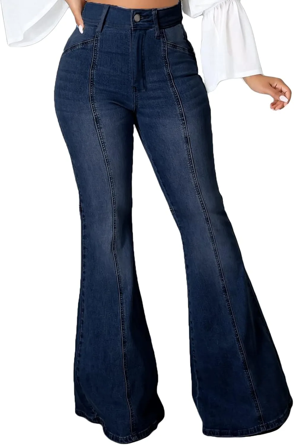 

Женские джинсы SeNight с расклешенным низом, эластичным поясом и рваным краем