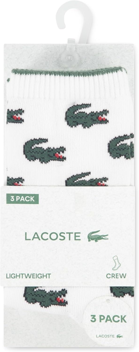 Упаковка из 3 пар трикотажных носков Lacoste для мальчиков на каждый день, White Croc — фото 3
