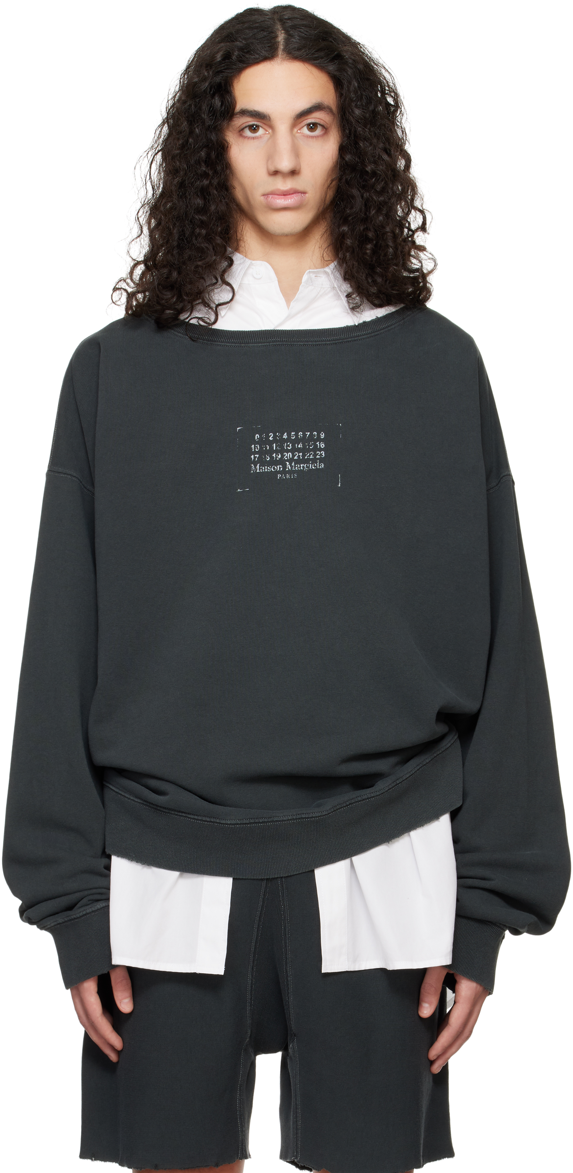 

Толстовка с логотипом серого штампа Maison Margiela, Washed black