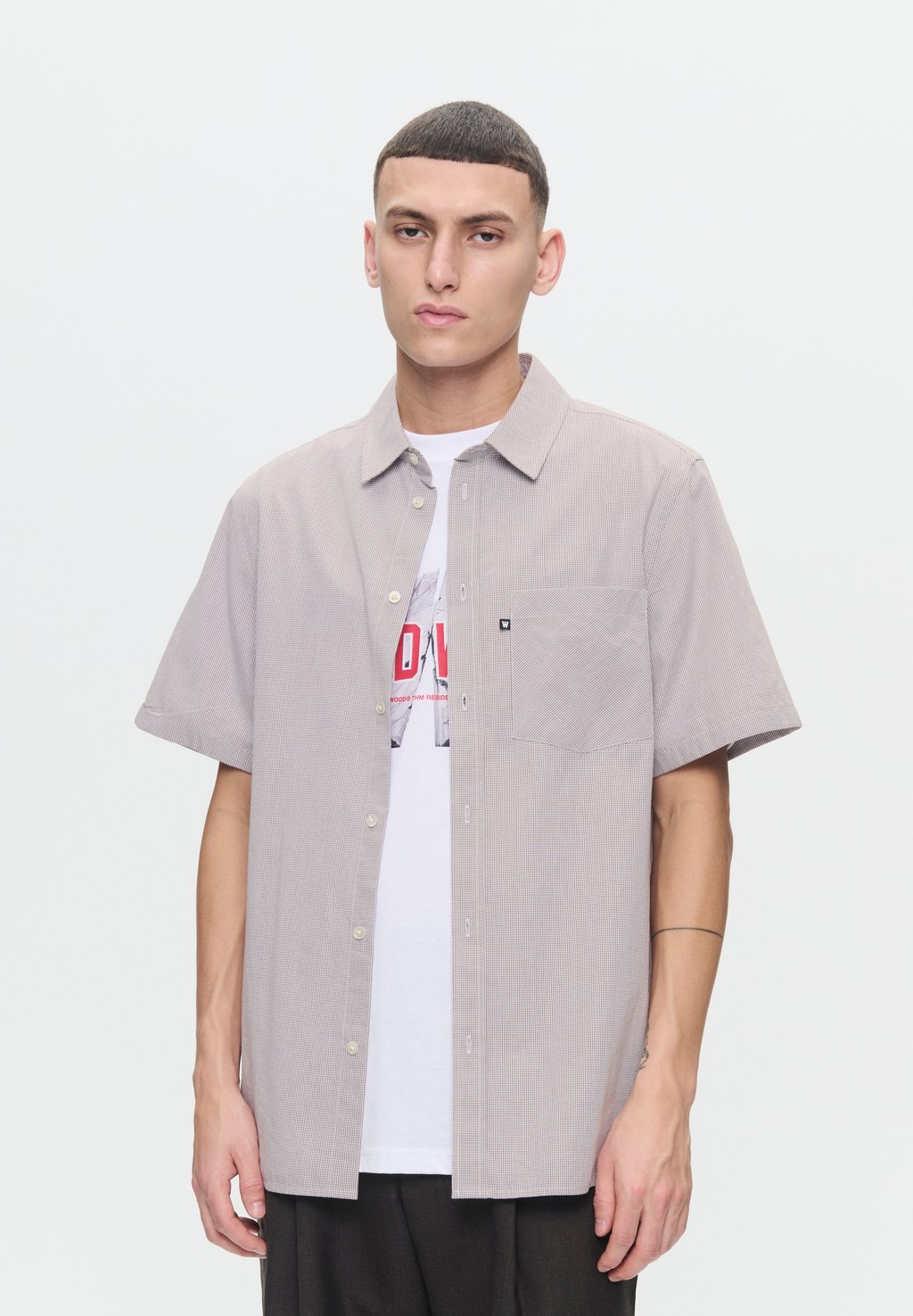 

Рубашка WW ERA GINGHAM CHECK SINGLE POCKET DOUBLE A BY W.W., белый