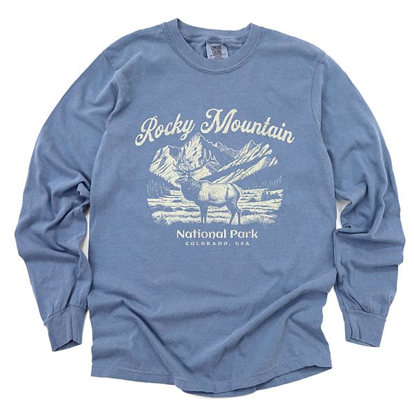 

Футболка с длинным рукавом Rocky Mountain National Park Colorado USA Elk Simply Sage Market, Blue Jean
