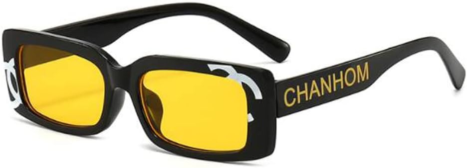 

Солнцезащитные очки в толстой квадратной оправе, солнцезащитные очки с буквами для женщин и мужчин, прямоугольные солнцезащитные очки с защитой от УФ-излучения UV400 star shop, Black Frame Yellow Flakes