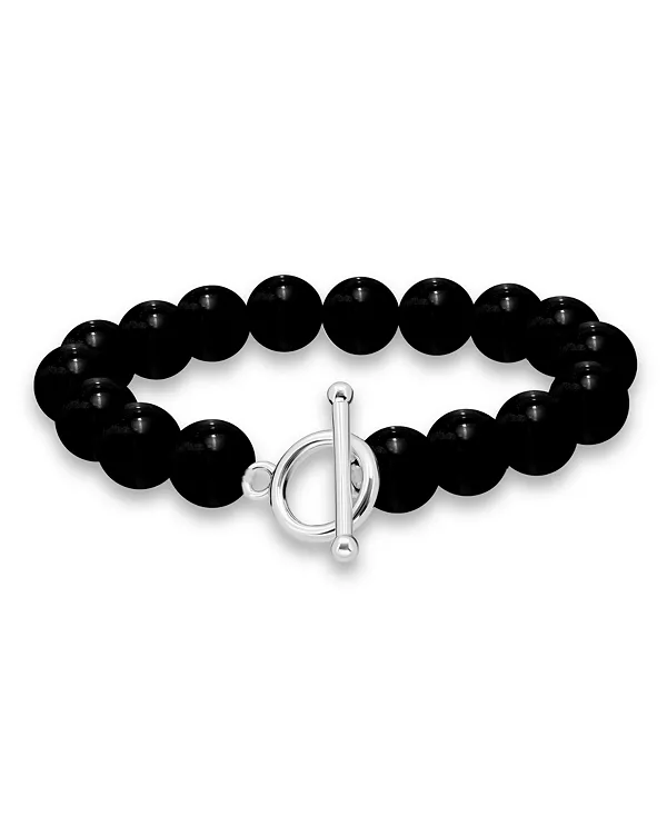 

Посеребренный эластичный браслет из натуральных камней Macy'S, onyx