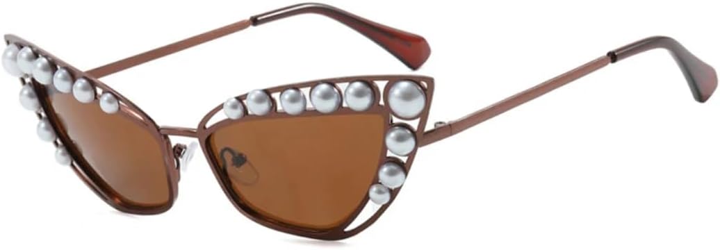 

Роскошные солнцезащитные очки «кошачий глаз» для женщин, популярные солнцезащитные очки в винтажном стиле, металлик, панк, защита от УФ-излучения UV400 VVTWSSW, Brown Brown