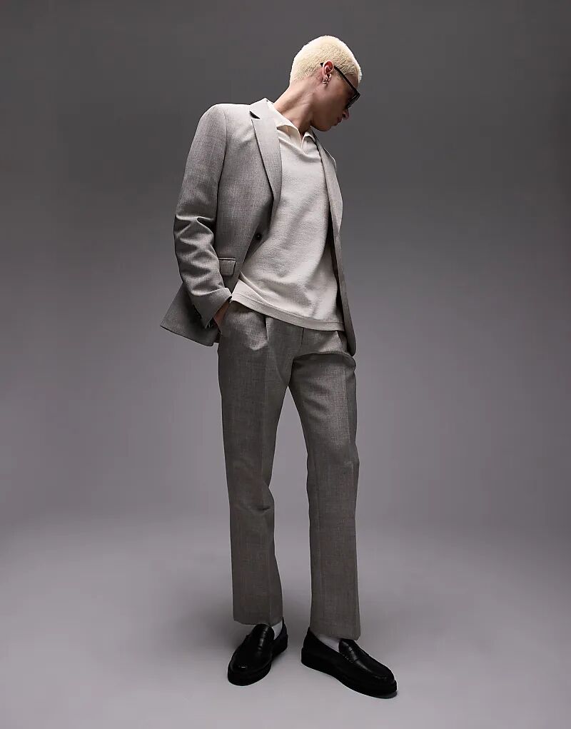 

Прямые фактурные брюки Topman цвета «камень»