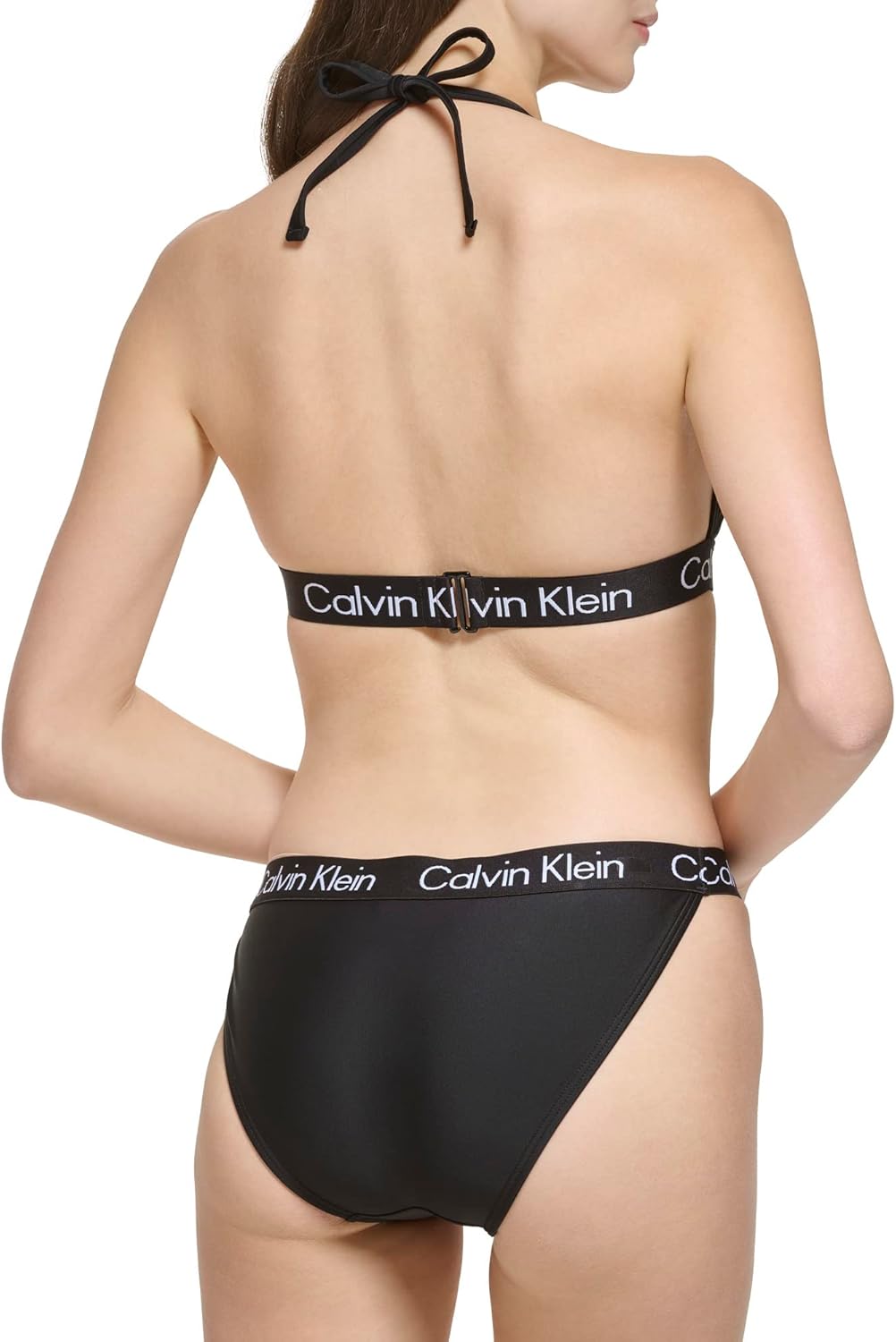 Женский комплект бикини Calvin Klein с заниженной талией и треугольными чашечками и логотипом, Black Logo — фото 3