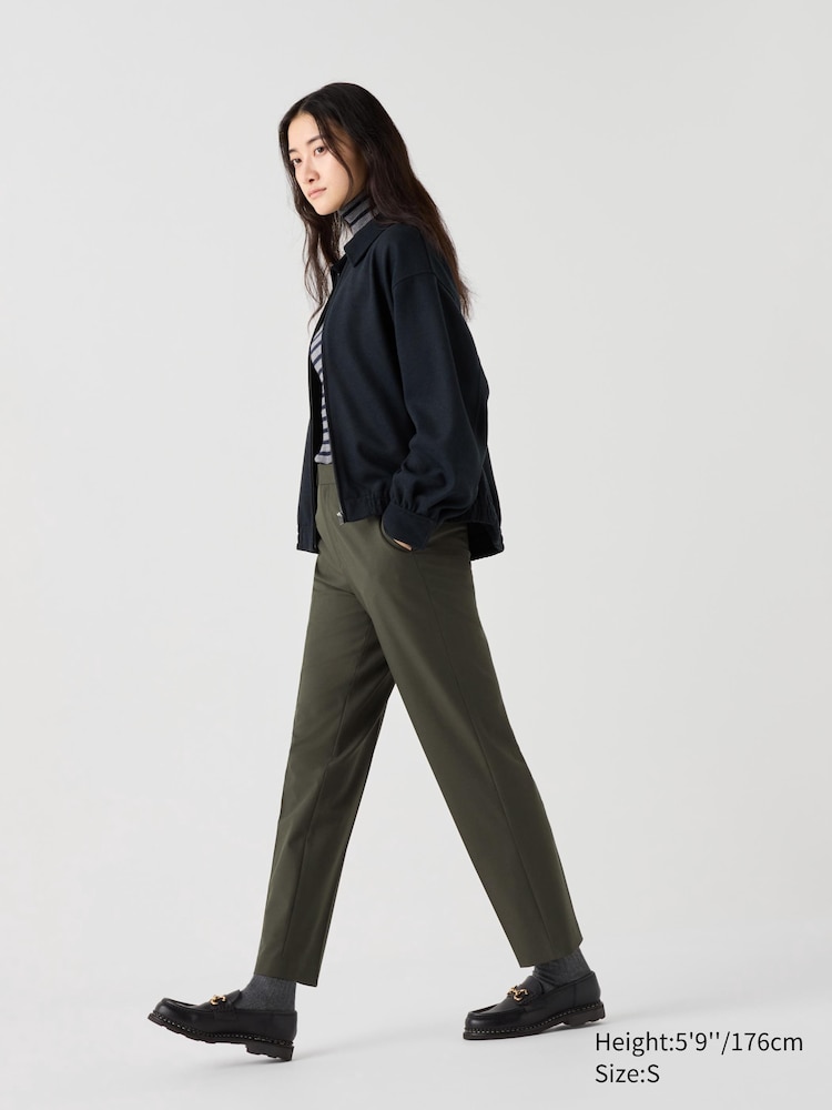 

Элегантные брюки по щиколотку Uniqlo, оливковый, Зеленый, Элегантные брюки по щиколотку Uniqlo, оливковый