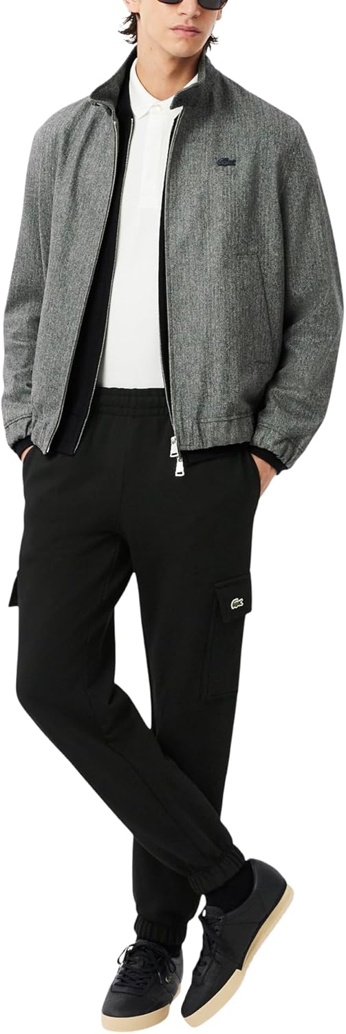 Мужские спортивные брюки-карго Lacoste стандартного кроя из неворсистого флиса., Black — фото 4