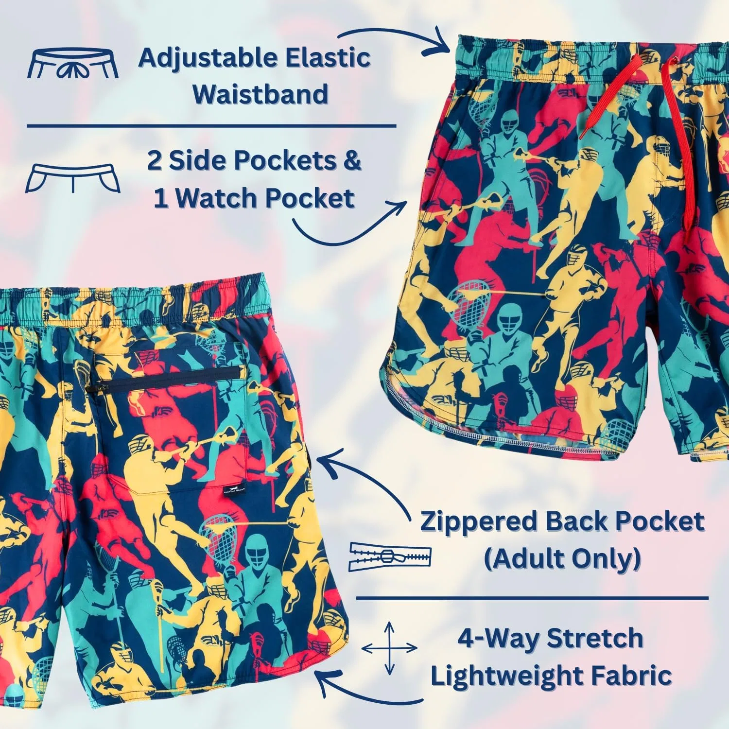 Шорты для лакросса Lacrosse Vibes, ChalkTalkSPORTS, Navy — фото 4