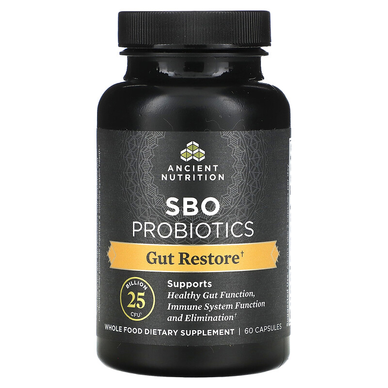 

Ancient Nutrition, SBO, пробиотики, 25 млрд КОЕ, 60 капсул