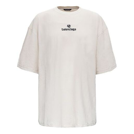 

Футболка men's alphabet logo short sleeve gray white Balenciaga, белый