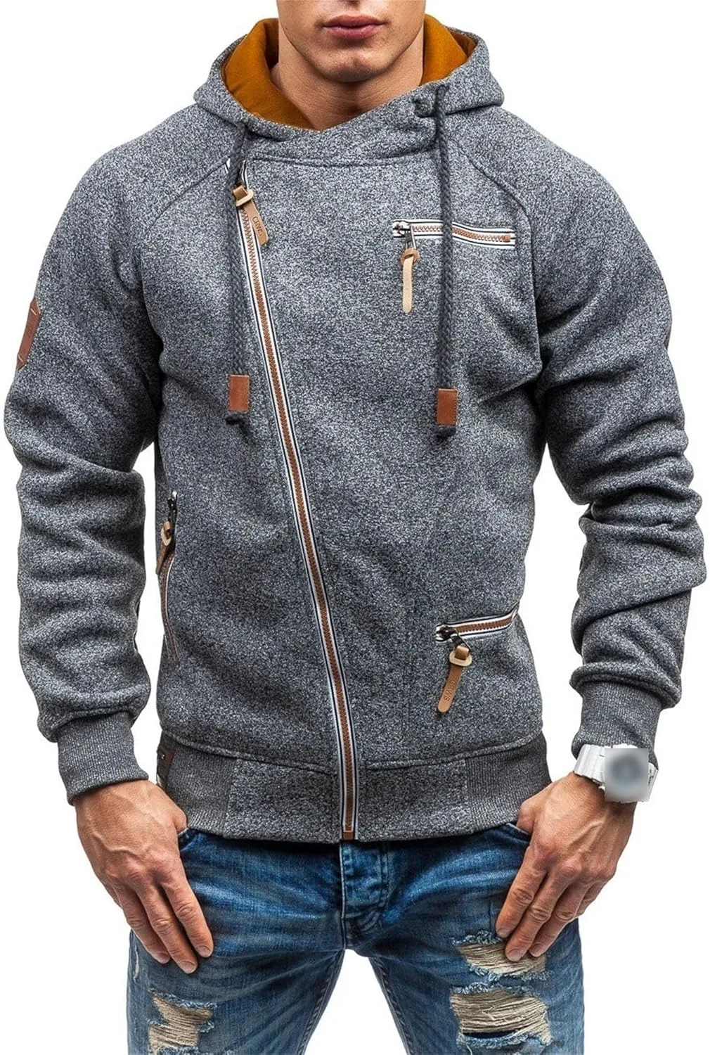 Мужской модный худи с боковой молнией Heavyweight Full Zip с карманом — фото 2