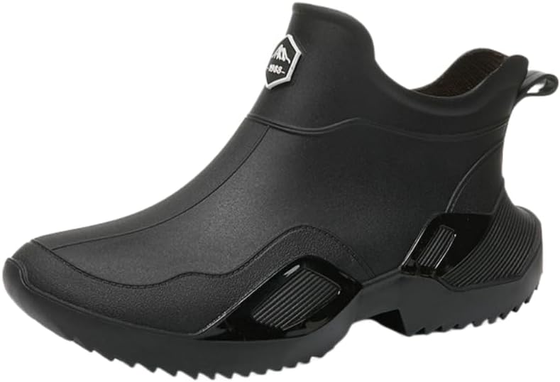 

Модные спортивные водонепроницаемые короткие дождевые ботинки HoaloX для мужчин для романтического кемпинга и восхождений в горы, черный