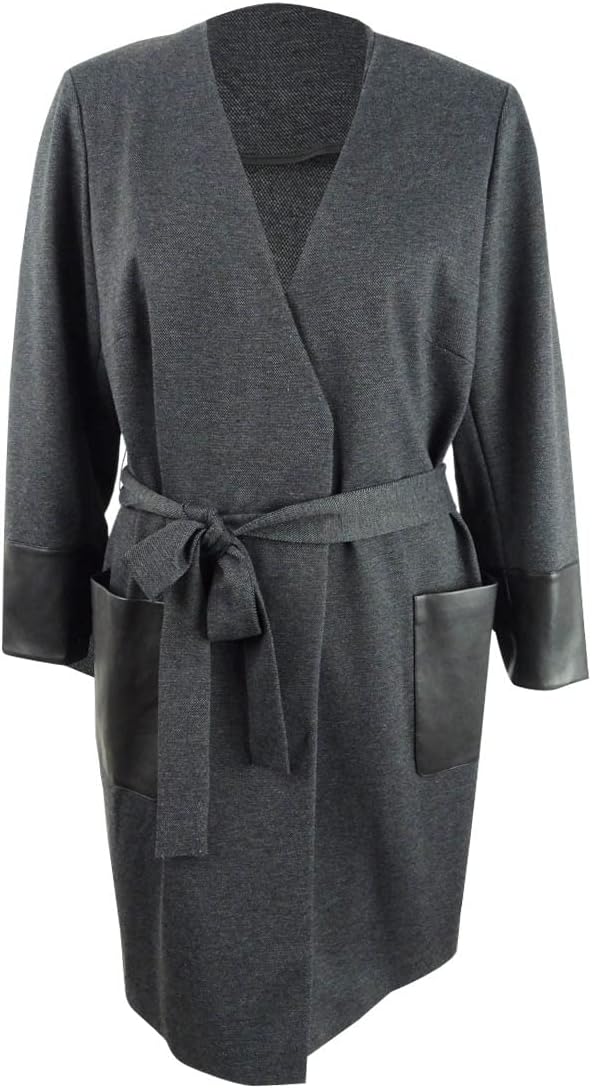 

Женская куртка Calvin Klein больших размеров из искусственной кожи с отделкой, Black Combo