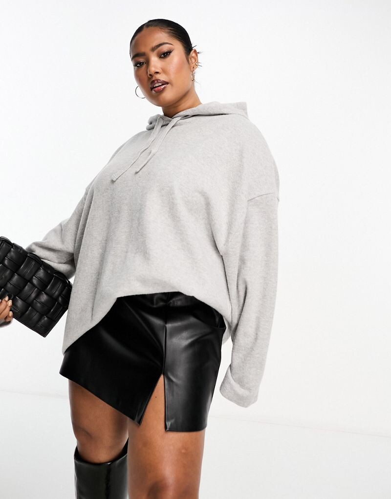 

Супермягкое объемное худи серого цвета вереска ASOS DESIGN Curve