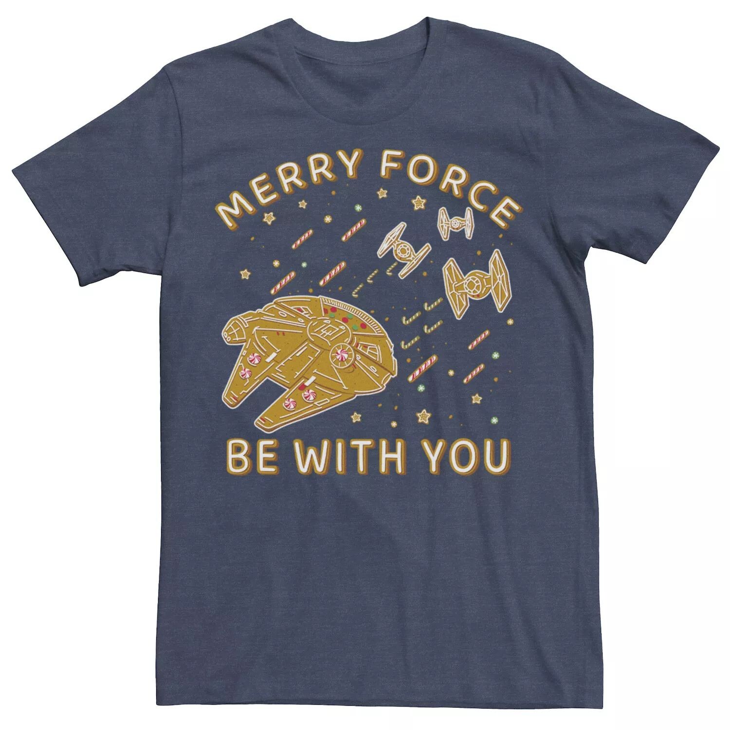 

Мужская футболка с рисунком Christmas Merry Force Be With You Cookies Star Wars