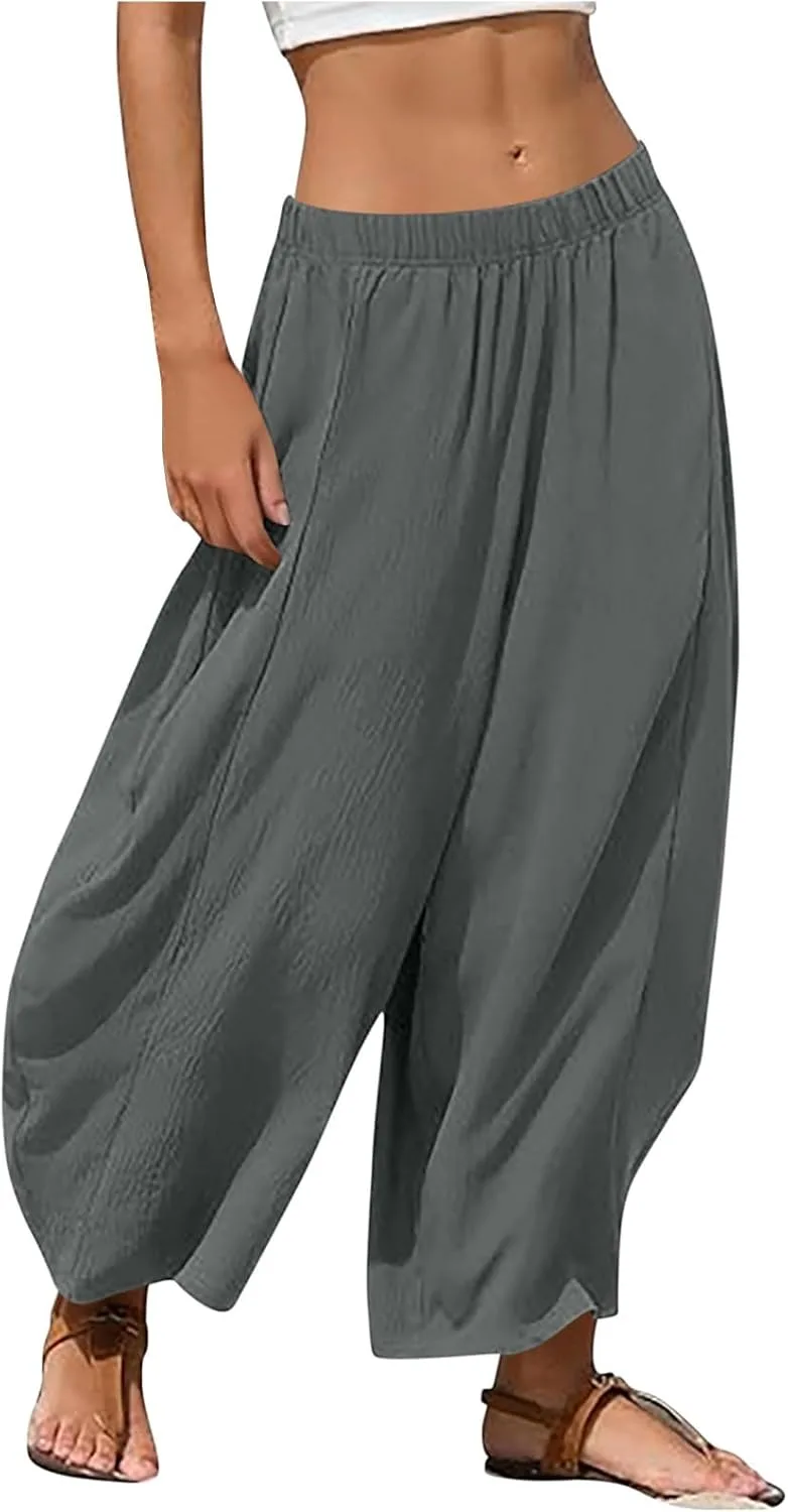 

Брюки-палаццо для женщин Casual весна-лето легкие высокая талия широкие штаны
