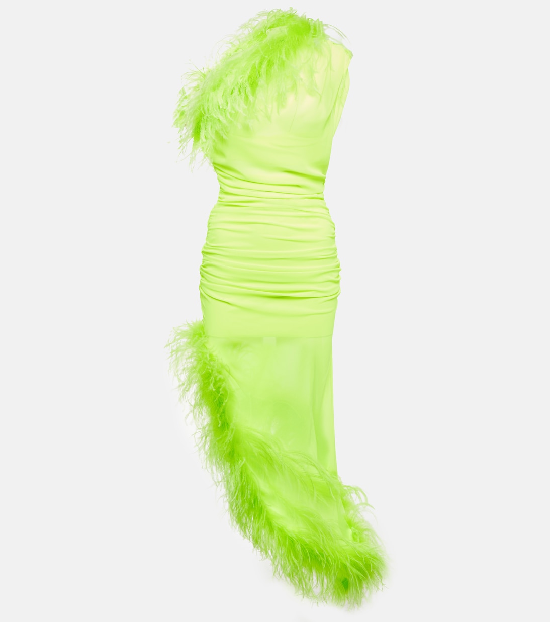 

Платье миди с отделкой из перьев Giuseppe di Morabito, Yellow Fluo
