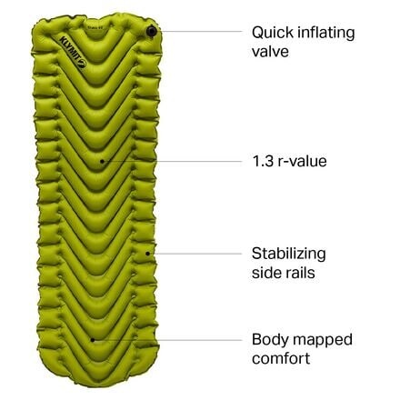 

Статический спальный коврик V2 Klymit, цвет Apple Green/Charcoal Black