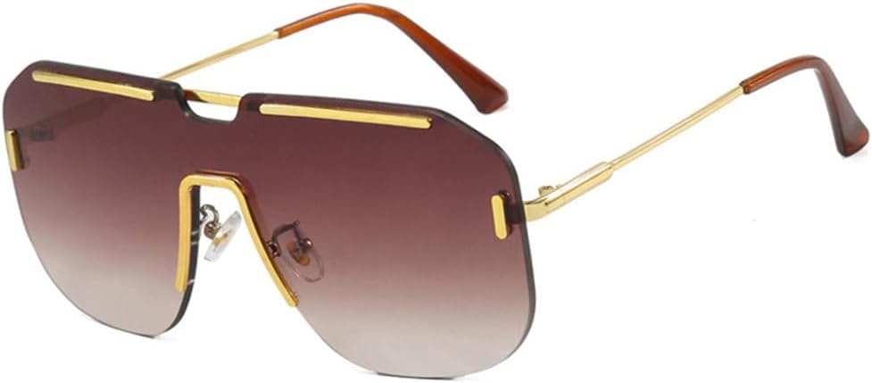 

Крупные солнцезащитные очки в широкой оправе без ободка для женщин, ретро-градиентные, модные металлические солнцезащитные очки для мужчин, защита от УФ-излучения UV400 KTUCN, Tea